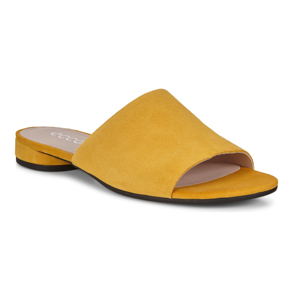 Womens Slides - ECCO Flat Sandals Ii - Yellow - 4962NZEFH